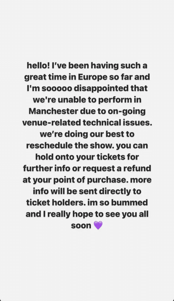 Olivia Rodrigo emite comunicado a fans 'devastados' tras cancelación de shows en vivo en Manchester Co-op Live 3 image 1
